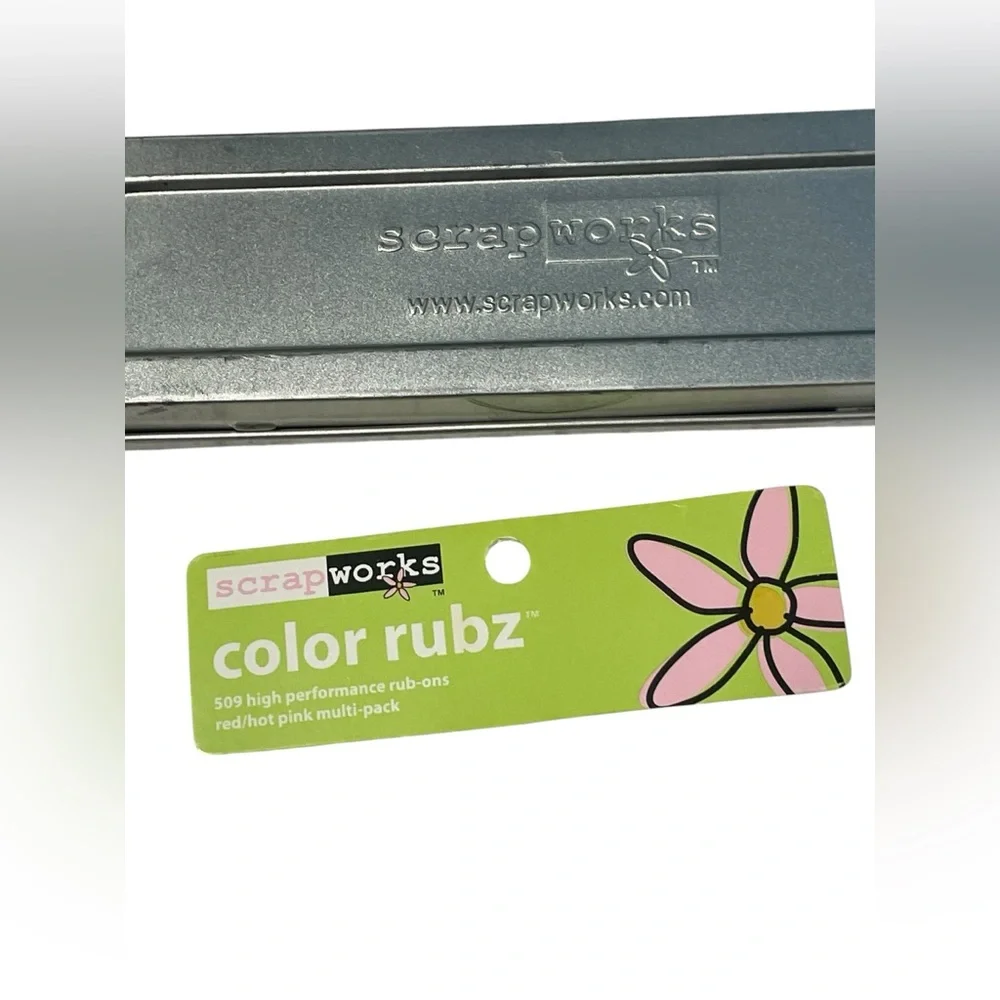 Scrapworks‎ Color Rubz Red Hot Pink Alphabet Rub-Ons Set W/ Tin Letters Craft